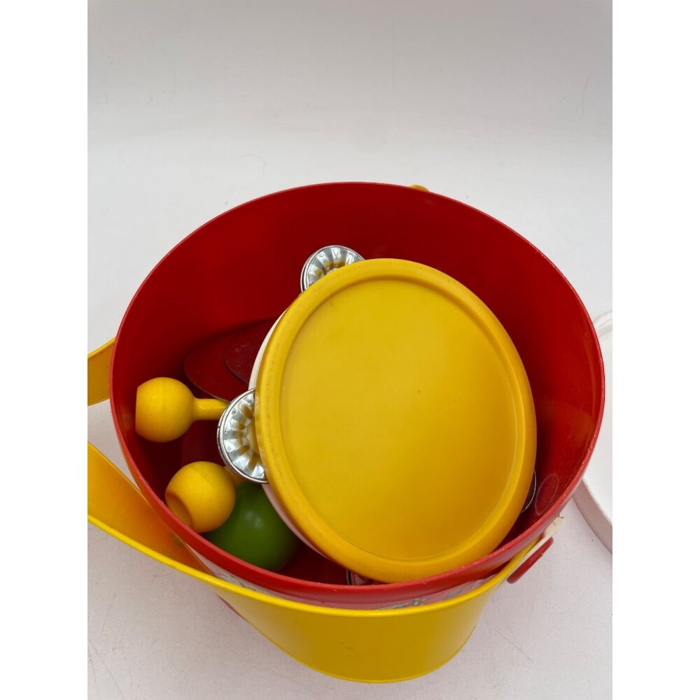 Vintage Fisher-Price Plastic Toy Drum Yellow Handle Marching Band Graphics 1979 - Picture 12 of 16